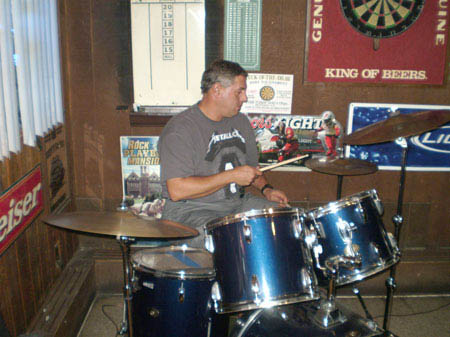 Pat on the drum kit