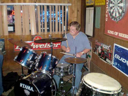 Pat on the Tama drum kit
